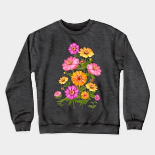 Beautiful zinnia flowering plant illustration Crewneck Sweatshirt